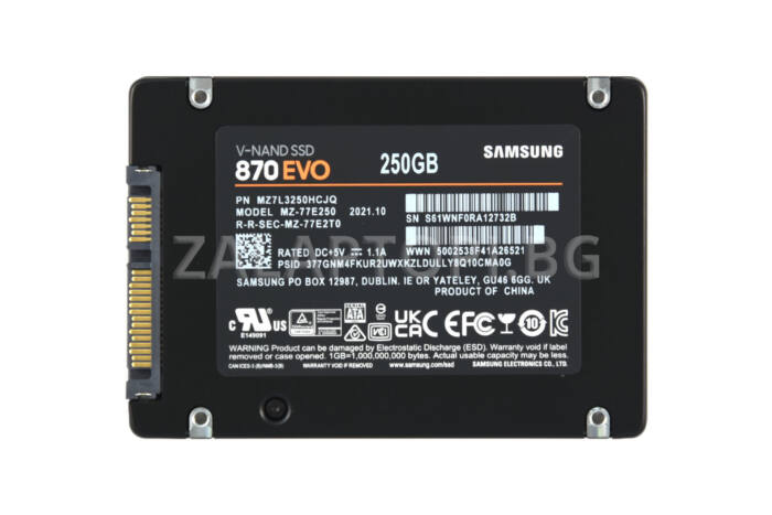 250GB SSD Samsung 870 EVO back